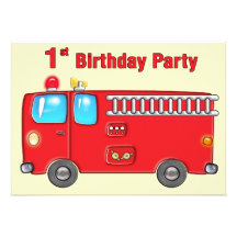 1r cumpleaños del coche de bomberos fabuloso invitacion personalizada