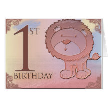 1r cumpleaños del león amistoso tarjetón