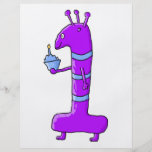 1r Cumpleaños. Dibujo animado en púrpura Tarjetas Informativas