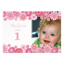 1r Del cumpleaños tarjeta de la foto de la invitac