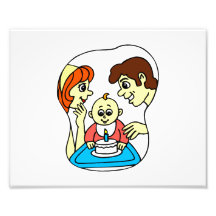 1r gráfico del cumpleaños del bebé con la familia arte con fotos