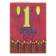 1r Invitación de la fiesta de cumpleaños Felicitación