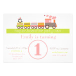 1r Invitación femenina del tren del cumpleaños