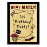 1r Invitaciones del pirata del cumpleaños Tarjeta Postal