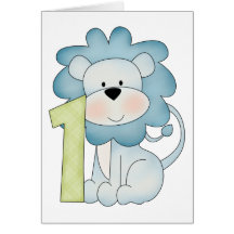 1r León del cumpleaños Tarjetas