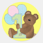1r Oso de peluche del cumpleaños (3) Pegatina