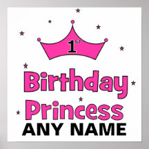 1r ¡Princesa del cumpleaños!  con la corona rosada Posters