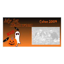 1r Tarjeta de la foto de Halloween Plantilla Para Tarjeta De Foto