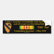 1r Vacaciones del camboyano de la división de la c Pegatina De Parachoque