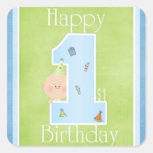1ros pegatinas felices de Little Boy del cumpleaño