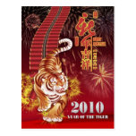 2010 años del tigre plano tarjetas postales