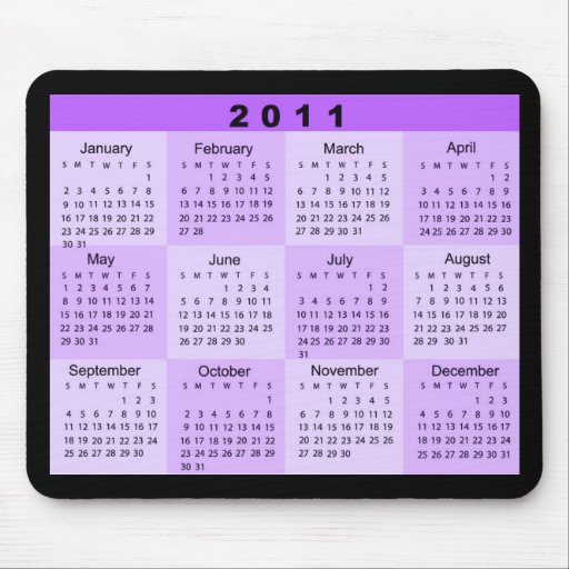 2011 años de un vistazo hacen calendarios tapete de ratones