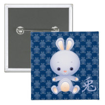 2011 Años Nuevos del botón del conejo Pins