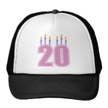20 velas del cumpleaños (púrpura/rosa) gorras