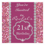 21ra BLING invitación ROSADA del cumpleaños del pe