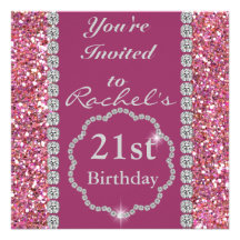 21ra BLING invitación ROSADA del cumpleaños del pe