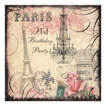 21ro cumpleaños elegante de la torre Eiffel y de l Invitacion Personalizada