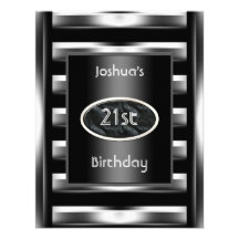 21ro Hombres negros elegantes 3 del metal de la fi Invitacion Personalizada