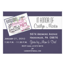 21ro Invitación de la fiesta de cumpleaños