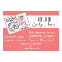 21ro Invitación de la fiesta de cumpleaños