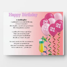 21ro Placa del poema de la ahijada del cumpleaños