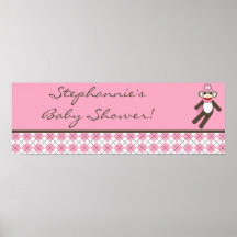 22,5" x7.5" personalizó el mono rosado del calcetí impresiones