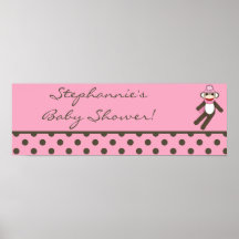 22,5" x7.5" personalizó el mono rosado del calcetí impresiones