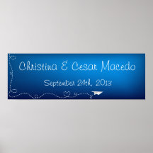 22,5" x7.5" personalizó el retrete azul plano de p poster