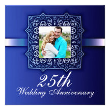 25ta invitación del aniversario de la foto azul he