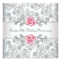 25to aniversario de boda de la plata color de rosa invitaciones
