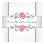 25to aniversario de boda de la plata rosada de los invitación personalizada