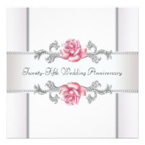 25to aniversario de boda de la plata rosada de los invitaciones