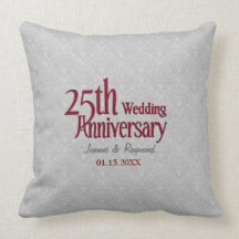 25to aniversario de boda del damasco de plata clás cojines