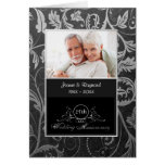 25to aniversario de boda del damasco negro y de pl tarjeton
