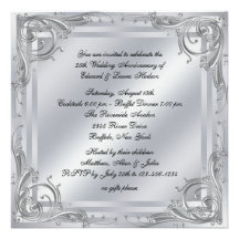 25to aniversario de boda del remolino de plata ele invitación