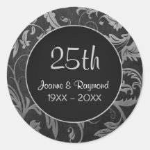 25to aniversario del damasco de plata - personaliz etiquetas redondas