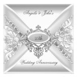 25to Blanco de plata elegante del aniversario de b Invitación