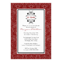 25to Damasco del rojo de la invitación de la fiest