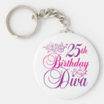 25to Diva del cumpleaños Llavero Personalizado