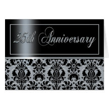 25to Fiesta de aniversario (Chaucer/plata negra) Felicitación