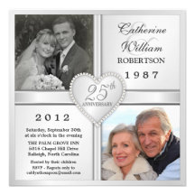 25to Invitaciones de plata de la foto del corazón  Invitacion Personalizada