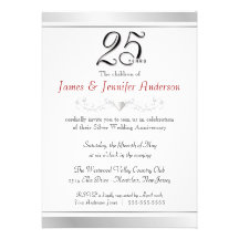 25to Invitaciones del aniversario de bodas de plat Comunicados Personalizados
