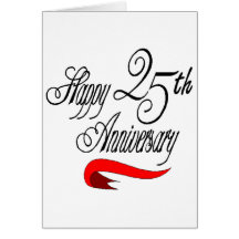 25to Regalos del aniversario de boda Tarjeton