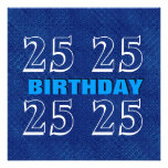 25to S304 azul del cumpleaños y de plata moderno Invitacion Personalizada