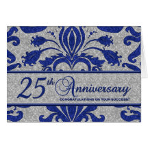 25to saludo del negocio del aniversario del azul tarjetón
