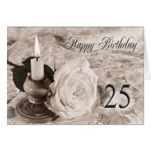 25to Tarjeta de cumpleaños con un color de rosa an