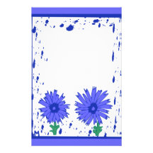 2 flores azules inmóviles  papeleria