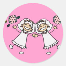 2 novias pegatinas redondas