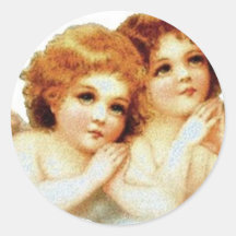2 pequeños ángeles que ruegan - pegatina