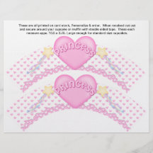 2 princesa rosada Birthday Custom Cupcake Wrappers Flyer Personalizado